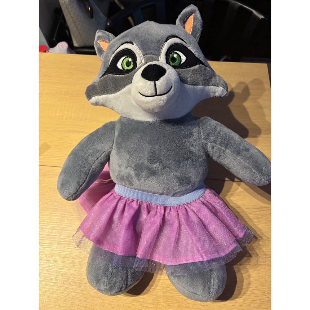 Build-A-Bear Workshop Raccoon Plush Stuffed Animal Tutu Skirt Green Eyes